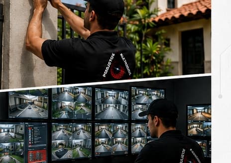 Sala de monitoramento 24 horas com câmeras de segurança
